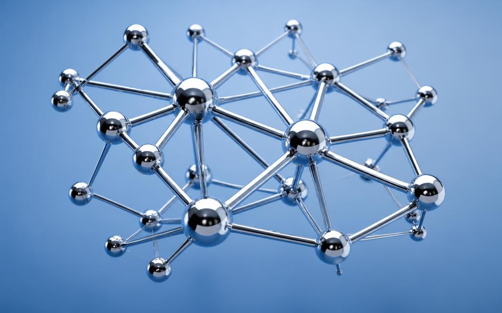 Chrome spheres linked into a neural network graph